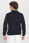 Men's Navy Blue Cotton Standard Fit Regular Cut Polo Neck Knitwear Sweater - 5