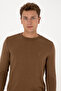 Men's Slim Fit Crew Neck Khaki Melange Basic Sweater 50307779-Vr125 - 2