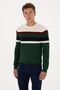 Men's Slim Fit Crew Neck Dark Green Sweater 50308234-Vr079 - 3