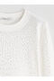 Two Mt Shop Quality Lcw Everyday White Ribbed Stone Detailed Narrow & Slim Long Sleeve Women's T-Shirt - 5