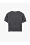 Short Sleeve Crew Neck Rhinestone Plush Knit Sweater - 4