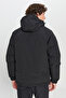 Men's Black Outdoor Cold-Proof Hooded Mock Neck Side Pockets Casual Coat Standard Fit - 7