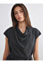 Flowy Collar Belted Waist Blouse - 3
