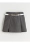 Lcw Kids Gray Elastic Waist Pleated Girls' Shorts Skirt - 2