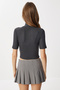 Mock Neck Crop Corded Fabric Knitted Blouse Lub0295 Anthracite - 4