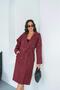Lined Belt Detailed Burgundy Color Trench Coat Mlb079 - 3