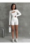 Women's Ecru Finger Detail Fit Gym Bolero Crop - 6