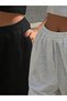 Fleece-Lined Winter Women's 2-Piece Black + Gray Sweatpants Wide Leg Baggy Plus Size with Pockets Adjustable - 3