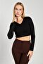 Women's V-Neck Long Sleeve Bodysuit - Black - 2