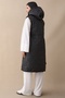 Black Puffer Vest with Plush Detail on the Front - 4