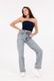Blue Snow Washing Women's High Waist Tube Leg Jeans - 6