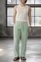 Men's Green Linen Muslin Blend Wide Leg Trousers