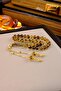 Intense Earth Fossil Wrist-Length Silver Gold Design Drop Amber Prayer Beads (Amber), (دمعة كهرمانية مسبحة - 7