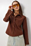Bell Sleeve Bodycon Woven Shirt Lub0300 Brown - 3