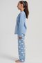 Girl's Blue Color Long Sleeve Crew Neck Pajama Set C9T8N0305 - 3