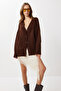 Oversized Plain Knitwear Cardigan Lnf0027 Brown