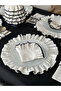 4-Piece Natural Embroidered Ruffle Detailed Linen Napkin 35cm - 3