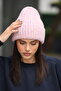 Women's Pink Soft Textured Ribbed Knitted Winter Beanie - 3