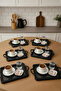 6 Pieces Coffee Presentation Tray with Mesh Pattern Rectangular Black