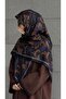 Cotton Leaf Pattern Scarf - Black - Purple Navy - 3