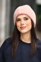 Women's Pink Soft Textured Ribbed Knitted Winter Beanie Hat