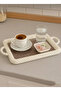 6 Pieces Coffee Presentation Tray Mesh Patterned Rectangular White - 5