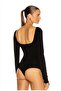 Women's Long Sleeve Low-Cut Bodysuit - 2