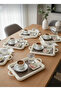 6 Pieces Coffee Presentation Tray Mesh Patterned Rectangular White