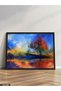 Colorful Tree One Piece Black Wooden Framed Painting - 2