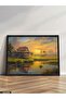 Village House at Sunset One Piece Black Wooden Framed Painting - 2