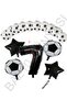 İstoç Football Ball Star Foil Black Number Printed Balloon Set Age 7