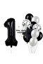 İstoç Black Number Star Foil and Latex Balloon Set Age 1