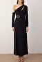 Siyah Cut Out ve Aksesuar Detaylı Örme Maxi Abiye & Mezuniyet Elbisesi TPRAW26AE00012 - 3