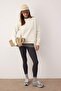 Ekru Oversize/Geniş Kalıp Dikiş Detayı Kalın İçi Polarlı Örme Sweatshirt TWOAW26SW00204 - 2