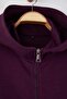 Mor Regular Fit Dökümlü Kumaş Önü Fermuarlı Büyük Beden Sweatshirt TBBAW26AO00031 - 7