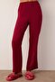 Bordo Düğmeli Viskon Dokuma Pijama Takımı THMAW26PT00147 - 3