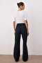 Koyu Mavi Yüksek Bel Paçası Kesikli Geniş Paça Wide Leg Jeans TWOAW26JE00089 - 4