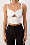 Beyaz Crop Pencere/Cut Out Detaylı Örme Bluz TPRSS24BZ00029 - 5