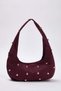 Bordo Süet Rose Trok Taşlı Kadın Oval Orta Boy El Ve Omuz Çanta TAKSS25OC00059 - 3