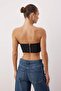 Black Crop Lined Otrişli Woven Bustier Tprss22Bs00018 - 4