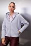 Gri Melanj Kalın İçi Polarlı Kapüşonlu Fermuarlı Oversize/Geniş Kesim Örme Sweatshirt TWOAW26SW00111 - 2