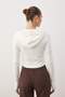 Ecru Soft Touch Hooded Zippered Pocket Knitted Sweatshirt Twoaw26Sw00218 - 5