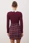 Burgundy Plaid Patterned Checked Woven Dress - TWOAW21EL0454 - 4