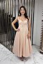 Women's Strappy Back Drawstring Corset Satin Flared Midi Dress Slim Fit