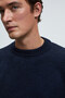 Tromso Men's Fluffy Soft Recycle Crew Neck Knitwear Navy Blue Sweater - 4