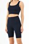 Navy Blue Compression Stretchy Ribbed Sports Bra - Biker Leggings Set