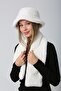 Ecru Soft Textured Plush Neck Collar & Hat Set of 2 - 6