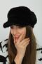 Black Soft Textured Plush Cap Women's Hat - 3