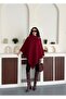 Women's Claret Red Collar Button Detailed Stylish Design Poncho - 7