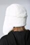 Ecru Faux Fur Plush Women's Beret Hat with Earmuffs - 8